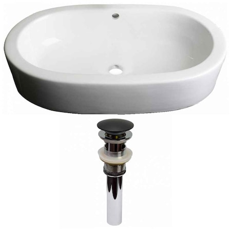 American Imaginations 25.25-in. W Semi-Recessed White Vessel Set For Wall Mount Drilling AI-31430